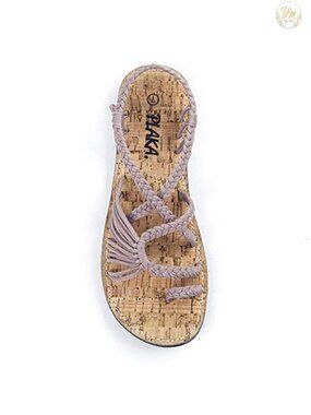 Handwoven Flat Sandals for Women - Vegan Rubber Sole Comfortable Walking